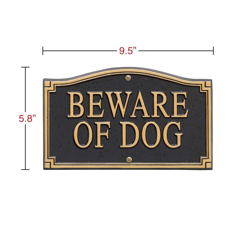 Whitehall Products Beware of Dog Wall/Lawn Statement Marker, Black/Gold - Image 2
